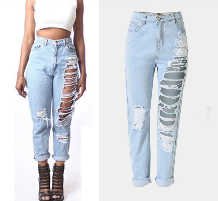 Celana Jeans Wanita Holes Denim Trousers Size S Blue Celana Jeans Wanita Holes Denim Trousers Size S Blue
